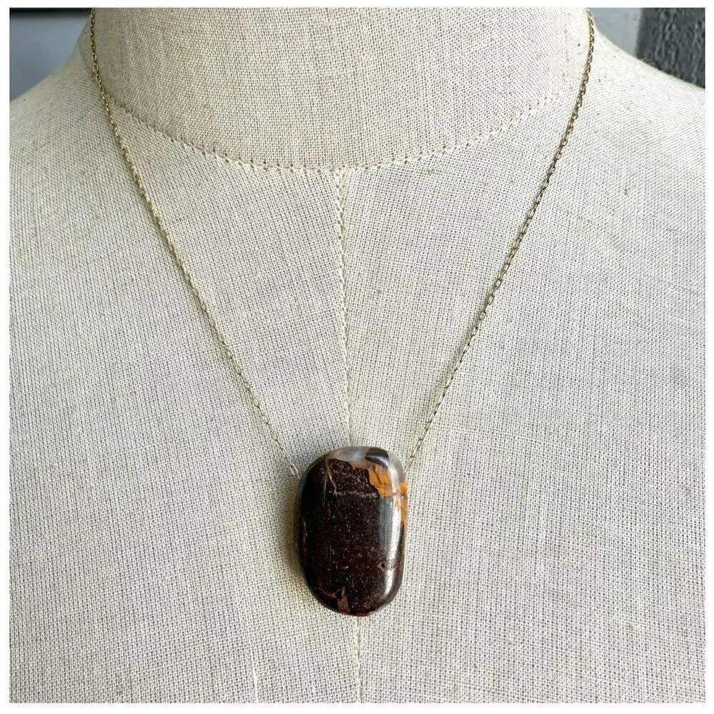 Gold filled boulder opal pendant necklace